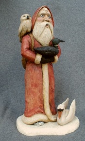 Santa with Swan, Owl and Loon. SOLD